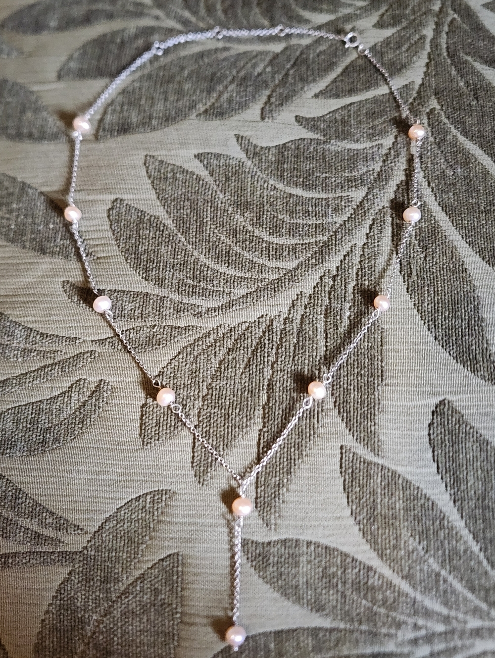Sterling Silver Necklace With Pink Fresh Water Pearls